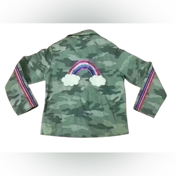 Children’s Place Rainbow and Camouflage little girl jacket size 5/6 - Picture 1 of 7